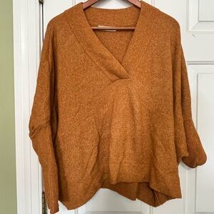 Anthropologie V-Neck Sweater in Rich Tan